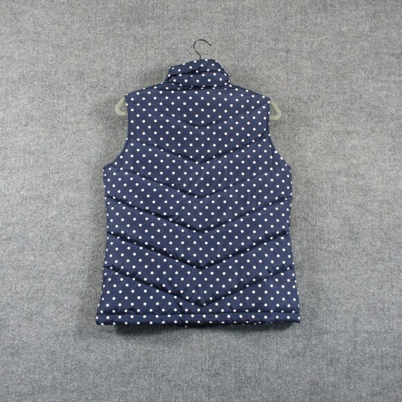 Lands End Down Puffer Vest Jacket Womens Small Blue Full Zip Outdoors Hike Dots - Picture 2 of 11